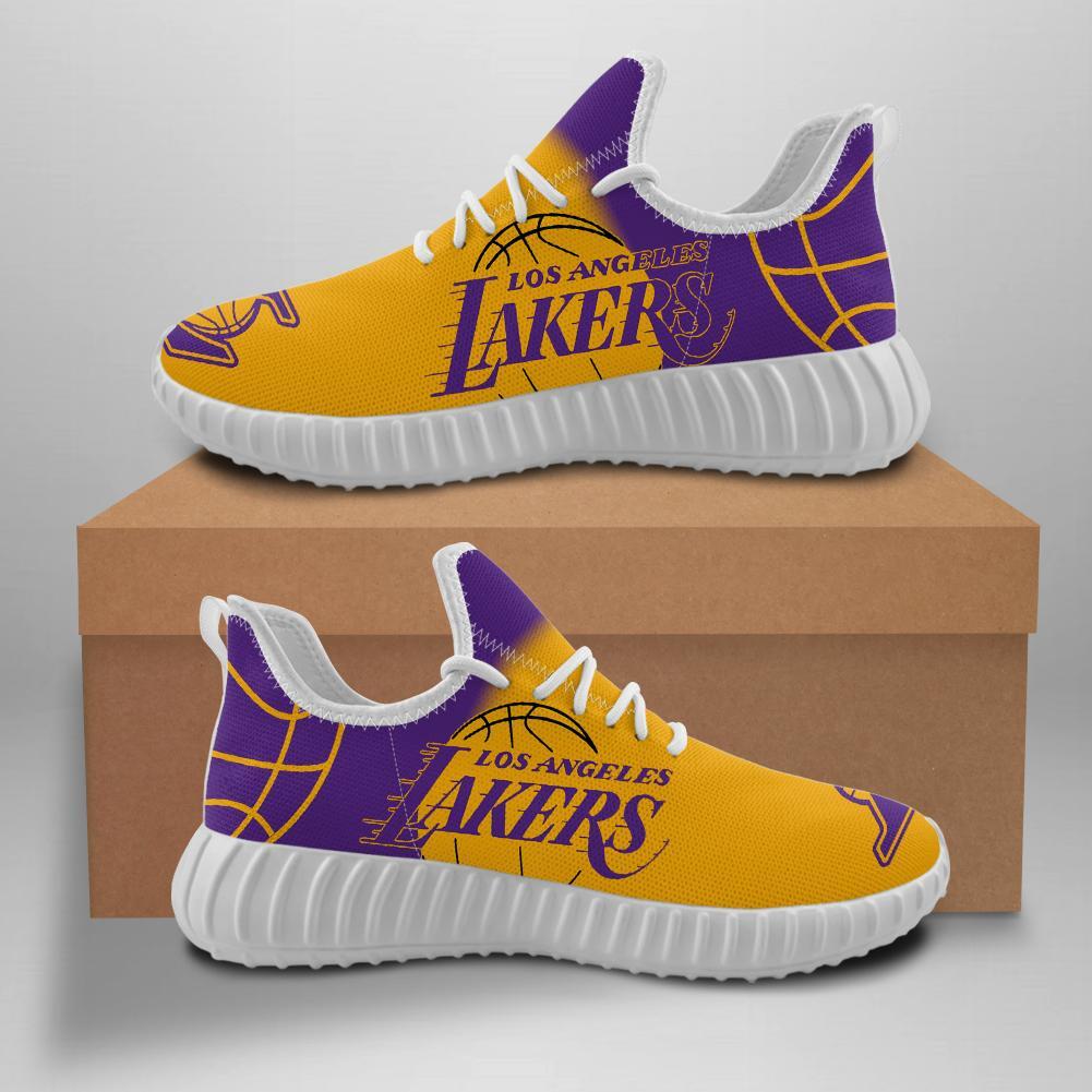 Women's Los Angeles Lakers Mesh Knit Sneakers/Shoes 006